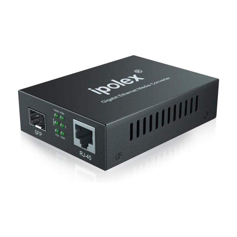 ipolex 1.25G Gigabit Ethernet SFP to RJ45 Fiber Media Converter, 10/100/1000M RJ45 to 1000M SFP Slot, Fiber to Ethernet Converter, Supports 1000BASE-SX/LX LC Transceiver Module - Image 1